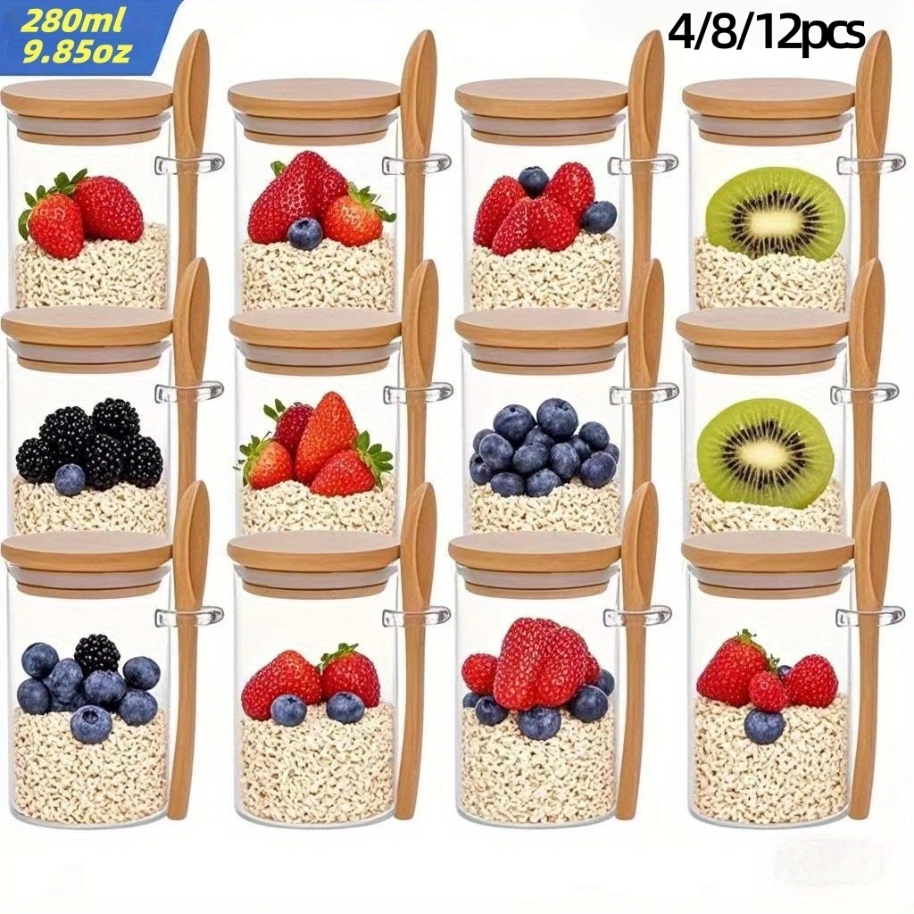 Meal Prep Chia Pudding - 4/8/12 Adet, Kapaklı Yulaf Ezmesi Kahvaltı